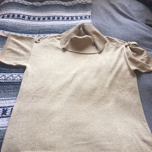 Sparkly Gold Cowl Neck Knit Tunic